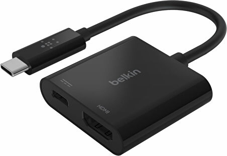 Belkin Usb-C-Hdmi Adaptörü Şarj Cihazı Avc002Btbk,4K Uhd Videoyu, Bağlı Cihazlar Için 60 W’A Kadar D
