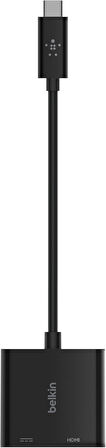 Belkin Usb-C-Hdmi Adaptörü Şarj Cihazı Avc002Btbk,4K Uhd Videoyu, Bağlı Cihazlar Için 60 W’A Kadar D