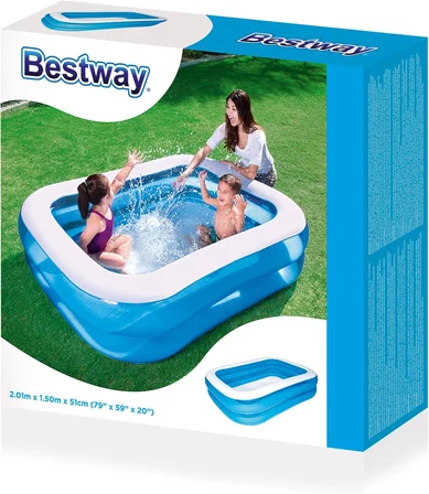 bestway 54005 dikdörtgen aile havuzu, 201 x 150 x 51 cm, yeşil