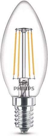 Philips Led Classic 40W B35 Led Mum Filament Ampul, 2700K Sarı Işık, E14 İnce Duy, Dim Edilmez, 3'Lü