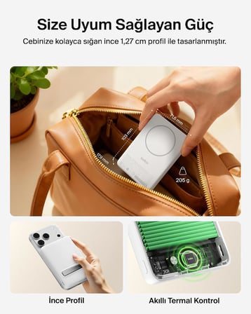 Belkin Boostcharge 10000 Mah İnce Manyetik Stantlı Power Bank, Beyaz
