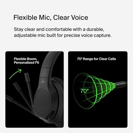 Belkin Soundform Adapt Mikrofonlu Kablosuz Kulaklık, Dahili Boom Mikrofonlu Kablosuz Kulaklık, Çok N