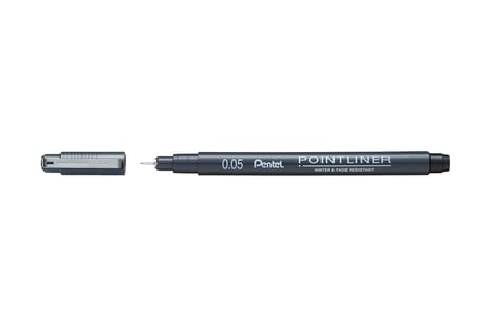 Pentel Pointliner S20P-05A, Fineliner, Siyah, Suya Dayanıklı Ve Solmaz, 0,05 Mm