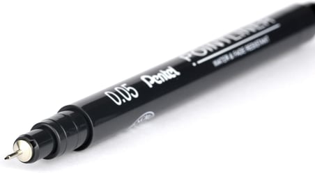 Pentel Pointliner S20P-05A, Fineliner, Siyah, Suya Dayanıklı Ve Solmaz, 0,05 Mm
