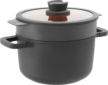 Berghoff Leo Stone Yapışmaz Kapaklı Alüminyum Döküm Derin Tencere 24X14 Cm