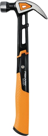Fiskars Isocore M Evrensel Çekiç Kavisli Pençeli, Uzunluk: 34 Cm, Ağırlık: 884 G, Siyah/Turuncu, 102
