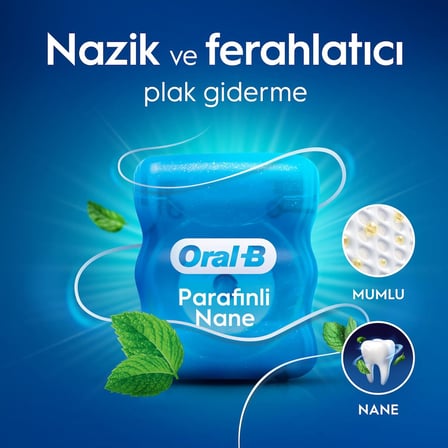 Oral-B Satin Tape Diş İpi, Plak Temizler, Parafinli Diş İpi, Nane Aroması, 50M