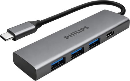 Philips 4-In-1 Usb-C Hub | 3X Usb 3.0 5Gbps, 1X Usb-C 5Gbps, Hızlı Veri Transferi, Kompakt Ve Dayanı