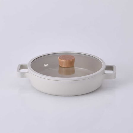 Neoflam Fika Alüminyum Bej Cam Kapaklı Döküm Sahan 22 Cm