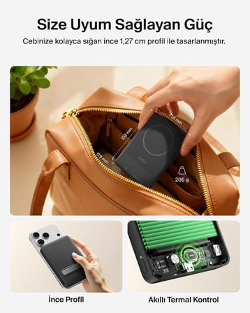 Belkin Boostcharge 10000 Mah İnce Manyetik Stantlı Power Bank, Siyah