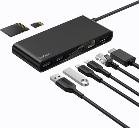 Belkin Connect 8 Portlu Usb-C Hub, 4K@60Hz’E Kadar Çözünürlükleri Destekleyen Ekran Uyumu, Mac, Wind