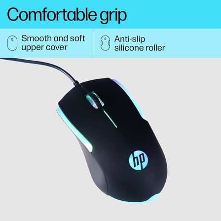 Hp M160 Usb Kablolu Optik Gaming Mouse - Kaydırmaz Rubber Doku & Terletmeyen (Soft-Touch Yüzey), Rgb