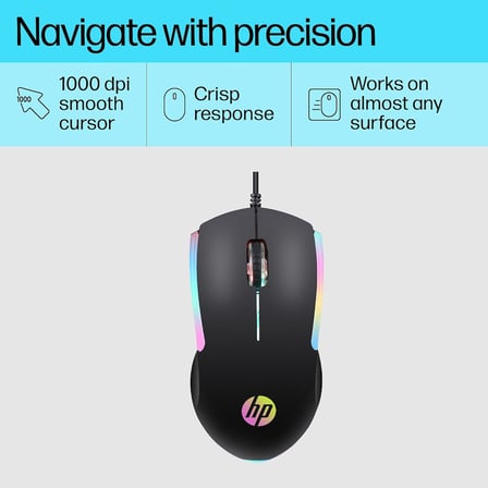 Hp M160 Usb Kablolu Optik Gaming Mouse - Kaydırmaz Rubber Doku & Terletmeyen (Soft-Touch Yüzey), Rgb