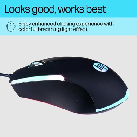 Hp M160 Usb Kablolu Optik Gaming Mouse - Kaydırmaz Rubber Doku & Terletmeyen (Soft-Touch Yüzey), Rgb