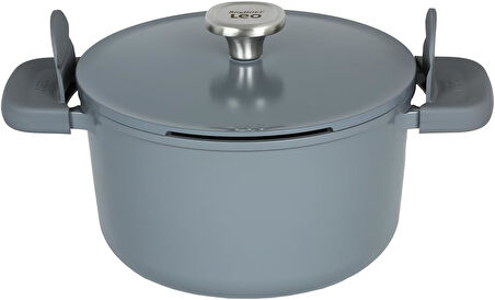 Berghoff Leo Phantom Kapaklı Yapışmaz Derin Tencere 24 Cm Ve Kızartma Tavası 24 Cm Smoked Grey
