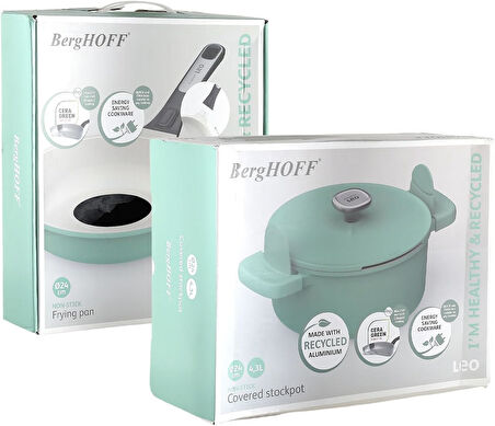 Berghoff Leo Phantom Kapaklı Yapışmaz Tencere 24 Cm Ve Kızartma Tavası 24 Cm Forest Green
