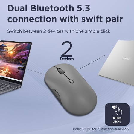 Lenovo 350 – Sessiz Bluetooth Fare (Kızılötesi Optik, Ergonomik, Iki Elle Kullanılabilir, Programlan