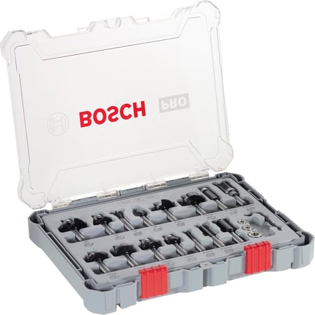 Bosch Professional 15 Parça Freze Seti (Ahşap Için, 8 Mm Şaftlı Üst Frezeler Için Aksesuar)