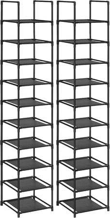 Songmics 10 Katlı Ayakkabı Rafı, Ayakkabı Standı, Yerden Tasarruf Sağlayan Ayakkabı Saklama, 33 X 33