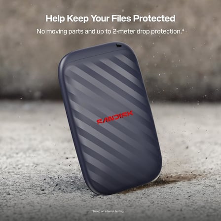 Sandisk 500GB Taşınabilir Sürücü, 600MB/s'ye Kadar Okuma Hızları - Siyah