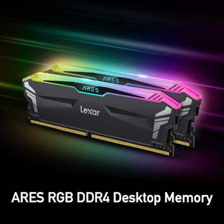 Lexar ARES RGB DDR4 RAM 16GB Kit (8GBx2) 3600 MHz, 288-Pin U-DIMM Masaüstü Bellek, LED Lightning