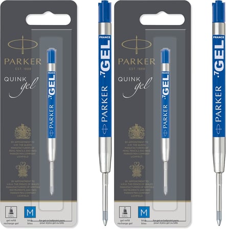 Parker 1950346 Jel Tükenmez Kalem Yedeği, Orta Kalınlıkta Uç, Mavi, gri 2li paket