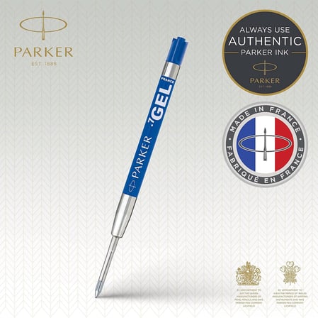 Parker 1950346 Jel Tükenmez Kalem Yedeği, Orta Kalınlıkta Uç, Mavi, gri 2li paket