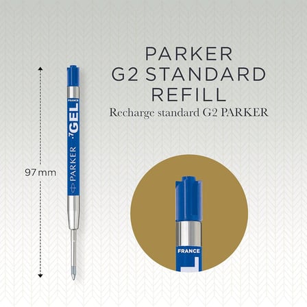 Parker 1950346 Jel Tükenmez Kalem Yedeği, Orta Kalınlıkta Uç, Mavi, gri 2li paket