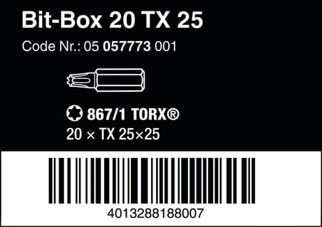 Wera 05057773001 Uç Seti, Uç Kutusu 20 TX 25, 20 Parça