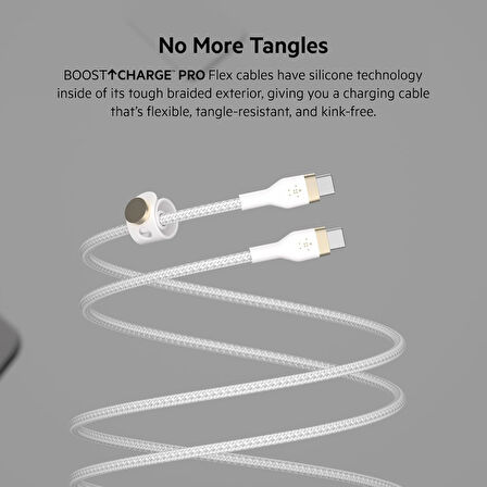 Belkin Boostcharge Pro Flex Örgülü Usb C Tipi - C Kablosu (1M/6,6Ft), Usb-If Sertifikalı Güç Dağıtım