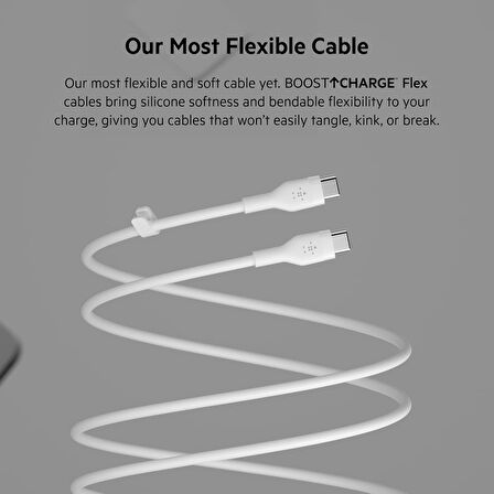Belkin Boostcharge Flex Silikon Usb Tip C - C Kablo (2M/6,6Ft), Usb-If Sertifikalı Güç Dağıtımı Pd H
