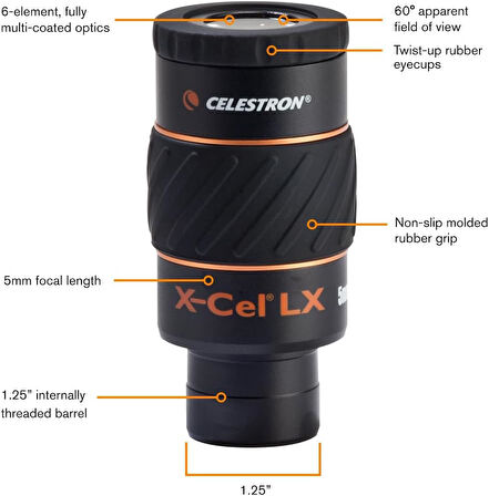 Celestron X-Cel Lx Serisi - 3,81 Cm Mercek 5 Mm 93421