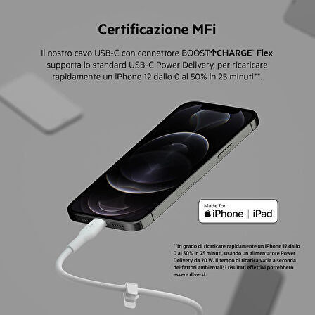 Belkin Boostcharge Flex Silikon Usb Tip C - Lightning Kablosu (3M/10Ft), Mfi Sertifikalı 20W Hızlı Ş