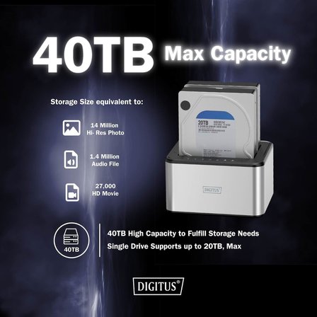 Digitus Da-71540-2 – Çift Sata Hdd Yerleştirme İstasyonu – Usb 3.0 – 2,5 Inç / 3,5 Inç Ssd Ve Sabit 