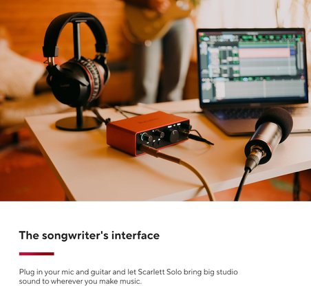 Focusrite Scarlett Solo Gen 4 Ses Kartı: Gitarist, Vokalist Veya Prodüktör İçin Usb Audio Arayüzü, S