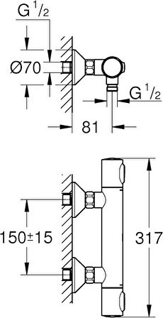 Grohe Precision Flow Termostatik Duş Bataryası, Su Tasarruflu, Krom, 34840000