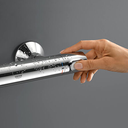 Grohe Precision Flow Termostatik Duş Bataryası, Su Tasarruflu, Krom, 34840000