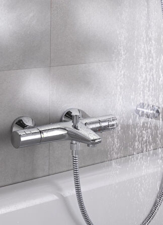 Grohe Precision Start Termostatik Banyo Bataryası, Su Tasarruflu, Krom, 34598000
