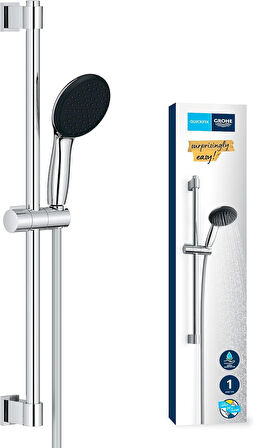 Grohe Vitalio Start 110 Sürgülü Duş Seti, 110Mm Yuvarlak 1 Akışlı El Duşu, 600Mm Sürgülü Ray, 1750Mm