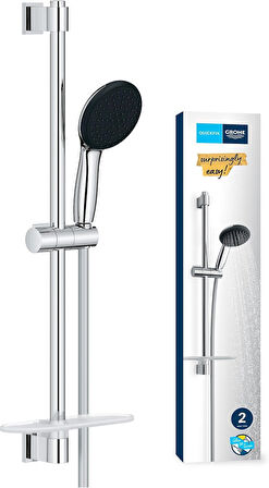 Grohe Vitalio Start 110 Sürgülü Duş Seti Sabunluklu, 110Mm Yuvarlak 2 Akışlı El Duşu, 600Mm Sürgülü 