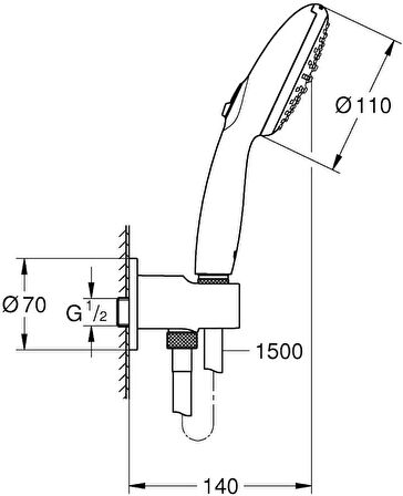Grohe Tempesta 110 Su Çıkış Dirsekli El Duşu Seti 2 Akışlı Rain,Jet Mat Siyah - 264062433