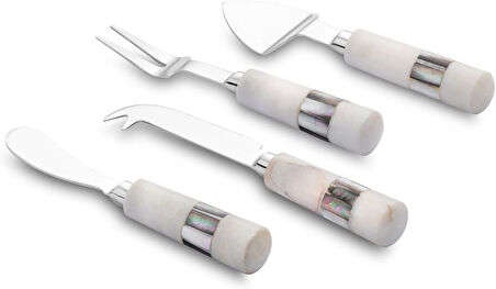 Jumbo Romano Mermer Peynir Servis Seti Beyaz