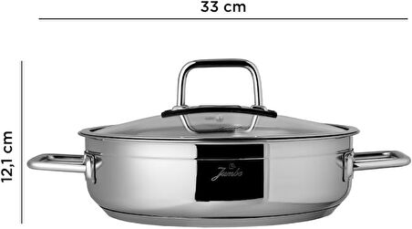 Jumbo Modena 24 Cm Paslanmaz Çelik Basık Tencere