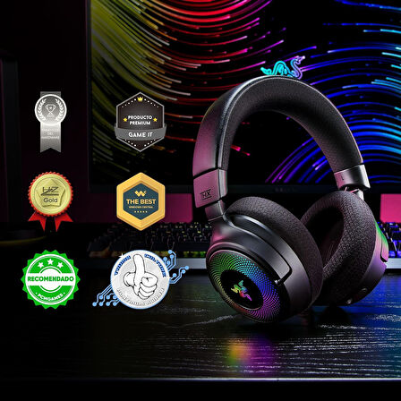 Razer Kraken V4 - Kablosuz Oyun Kulaklığı (3 Modlu Bağlantı, Triforce 40Mm Sürücüler, 9 Bölgeli Rgb 