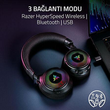 Razer Kraken V4 - Kablosuz Oyun Kulaklığı (3 Modlu Bağlantı, Triforce 40Mm Sürücüler, 9 Bölgeli Rgb 