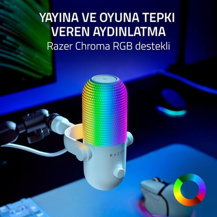 Razer Seiren V3 Chroma - Rgb Usb Mikrofon - Tap-To-Mute Özellikli Süperkardioid Kondenser Mikrofon (