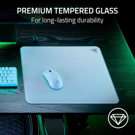 Razer Atlas - Cam Fare Altlığı (Birinci Sınıf Temperli Cam, Ultra Pürüzsüz Yüzey, Mikro Kazınmış Yüz