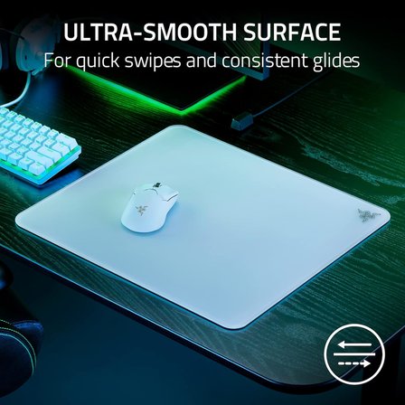 Razer Atlas - Cam Fare Altlığı (Birinci Sınıf Temperli Cam, Ultra Pürüzsüz Yüzey, Mikro Kazınmış Yüz
