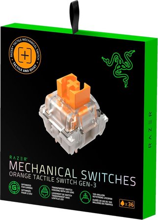 Razer Mekanik Sarı Doğrusal Anahtar Paketi - 3. Nesil, Oyun İçin Optimize Edilmiş, Led Lensli Şeffaf