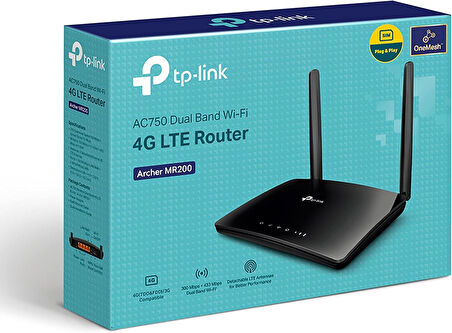 Tp-Link Archer Mr200, Ac750 Mbps Kablosuz Dual Band 3G/4G Lte Router, Çift Bantlı